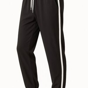 Vintage Y2K Black Track Joggers Size M White Side Stripe Athleisure Pant